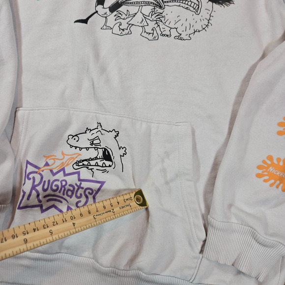 Nickelodeon Hoodie Mens L White Rugrats Rocko Real Monsters 90s Cartoon Retro - Picture 5 of 7